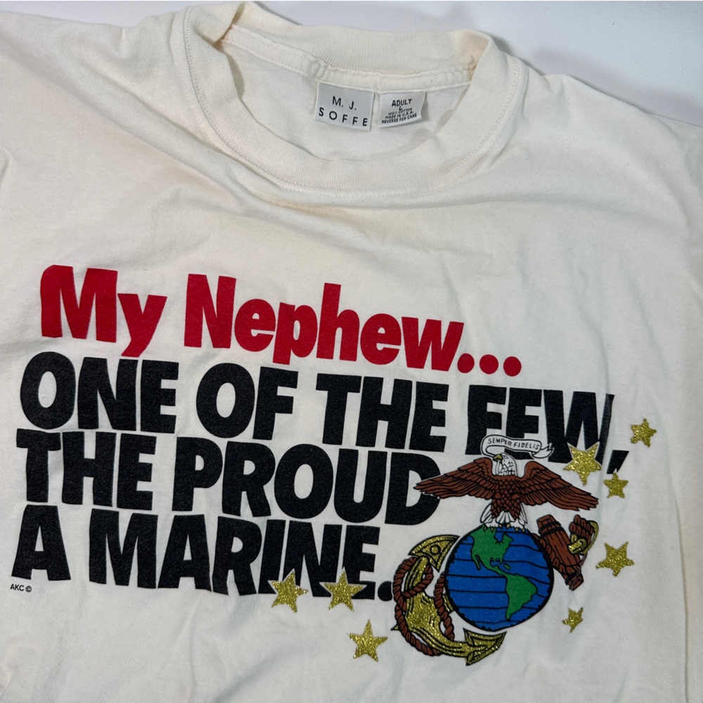 Vintage USMC T-Shirt Off-White Beige Unisex Adult L‎ Tee VTG